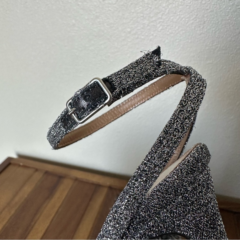 Aquazzura Firenze Silver Sparkly Metallic Powder Puff Slingback 38.5 - Picture 8 of 16